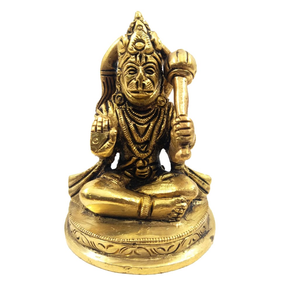 Brass Hanumanji Sitting Idol L2.25" x W1.75" x H3.25"